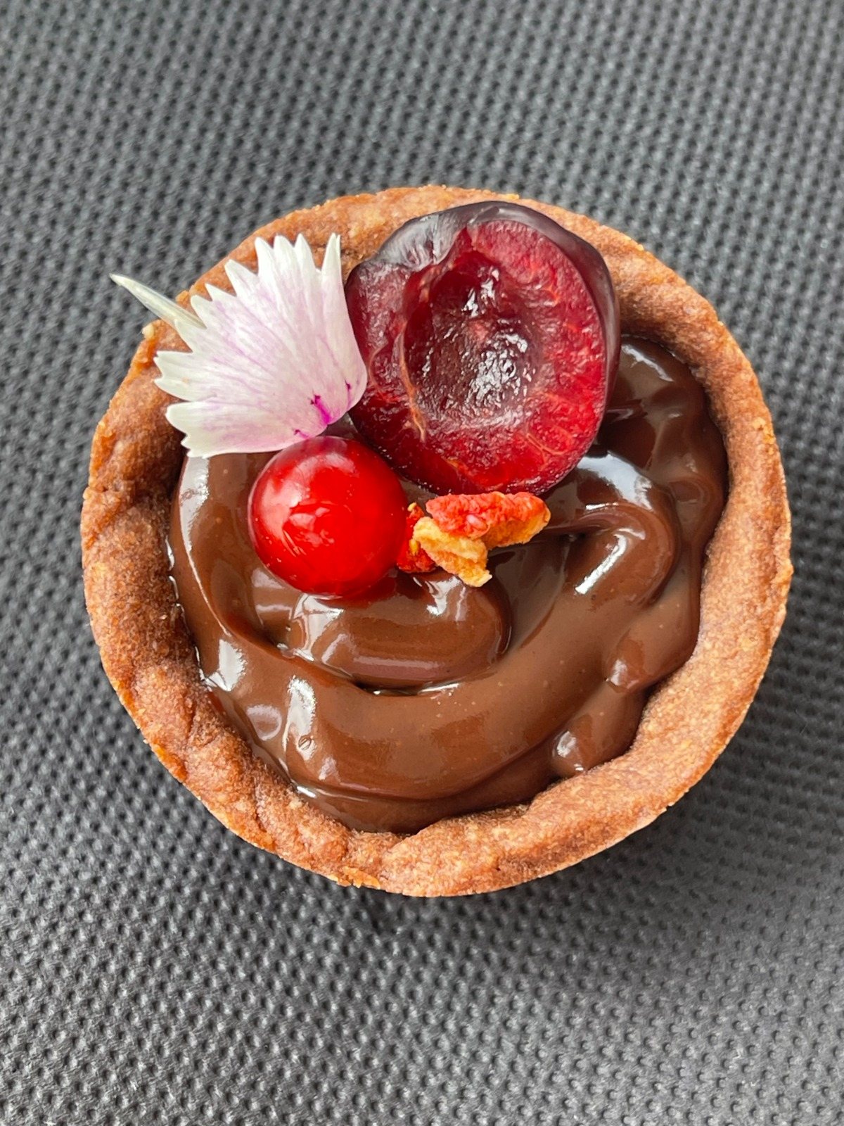 Chocolate and cherry tartlet